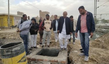 रामनगर बास के पानी निकासी की वर्षों पुरानी समस्या का हुआ निदान,  पालिका अध्यक्ष राजकरण चौधरी ने किया निरीक्षण