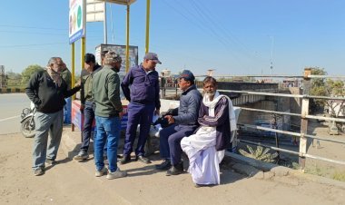 हम्मीर ब्रिज पर यातायात नियमों की पालना को लेकर ट्रैफिक पुलिस द्वारा की गई वाहनों की जांच काटे चालान