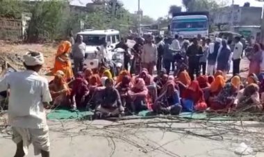 नवरंगपुरा पंचायत के लिए किए बोरिंग को तेवड़ी पंचायत में जोड़ने से ग्रामीणों में आक्रोश