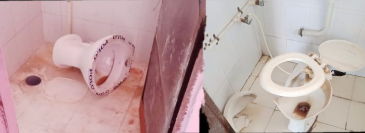 शाहपुरा जिला चिकित्सालय में नल की टोटीया चोरी लैट्रिन को भी तोड़ा