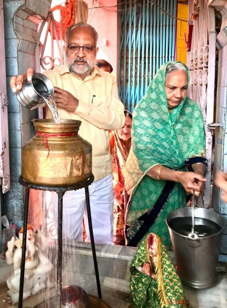 श्री बैकुंठ धाम मंदिर में पाटोत्सव शुरू, कलश यात्रा व शिव महापुराण कथा प्रारम्भ