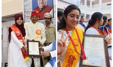 विश्वविद्यालय में टॉप करने पर शिवालिका सोनी व सना जमींदार को राज्यपाल ने दिया स्वर्ण पदक