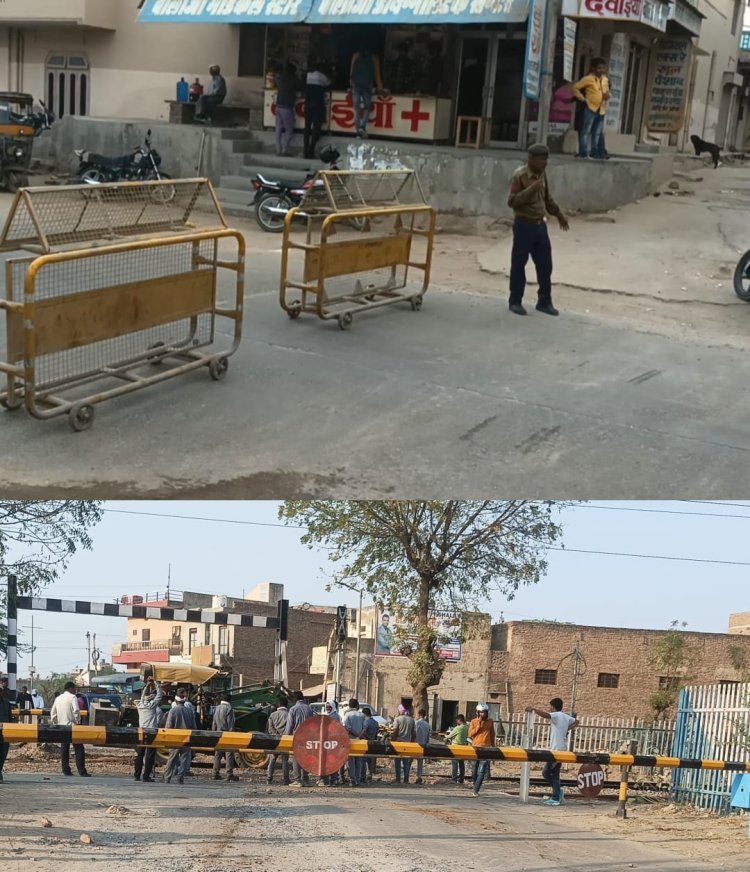 रेल फाटक बंद होने के कारण वाहन चालक रहे परेशान