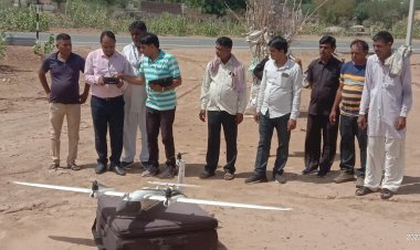 63 ग्राम पंचायतों में शुरू की मार्किंग व ड्रोन से फोटोग्राफी, ड्रोन टीम द्वारा ड्रोन के माध्यम से फोटोग्राफी कर नक्शा तैयार किया जाएगा, नैणासर में किया शुभारंभ