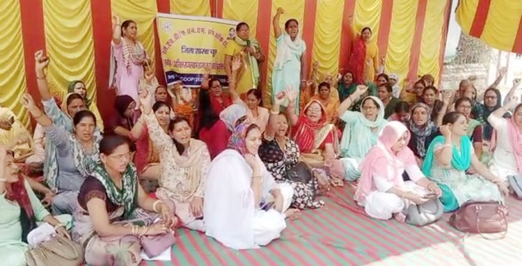 एलएचवी, एएनएम संघ ऑफ राजस्थान के पदाधिकारियों का धरना जारी