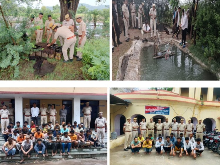 अलवर पुलिस की बड़ी कार्रवाई, दबिश एवं छापेमारी अभियान में की 376 की गिरफ्तारी - जिले के 600 पुलिस कर्मियों के साथ 70 अलग अलग टीमों ने की कार्रवाई
