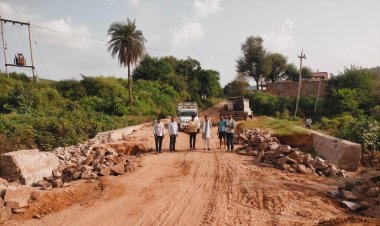 तालवा बिहाजर में एक माह पूर्व बनी पुलिया जगह जगह टूटी,आवागमन अवरुद्ध 