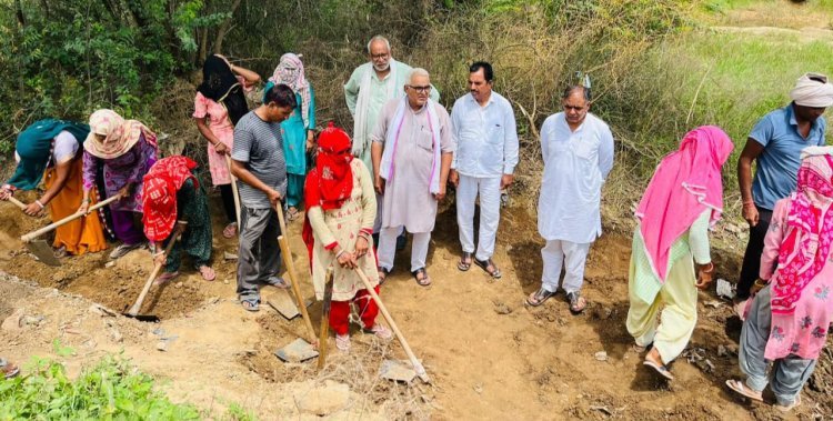 नरेगा कार्य का किया निरीक्षण