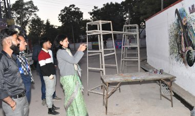 शहर के सौंदर्यीकरण के लिए उकेरे लुप्त होती कलाओं के चित्र