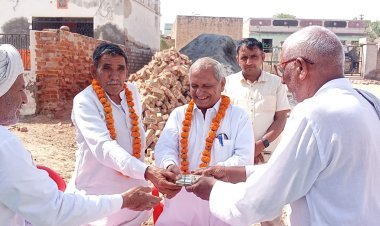 खेजड़ा उत्तरादा में किसान नेता छगनलाल चौधरी का स्वागत