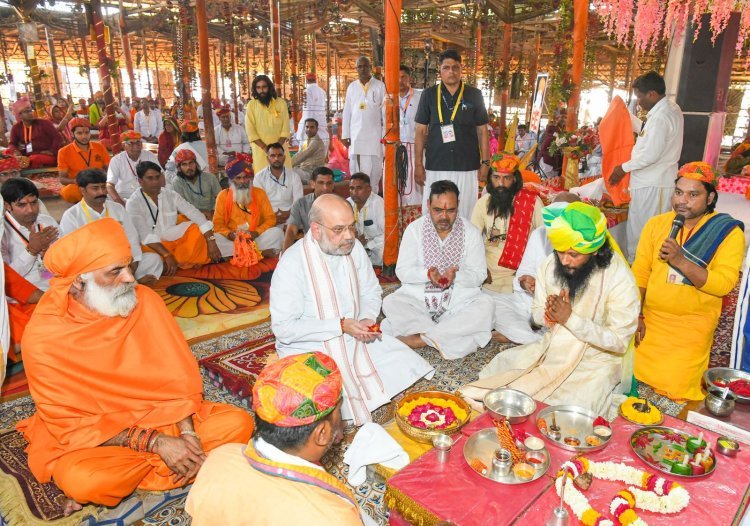 108 कुण्डीय रूद्र महायज्ञ की पूर्णाहुति पर पहुंचे अमित शाह और सीएम भजनलाल  