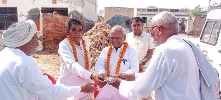 खेजड़ा उत्तरादा में किसान नेता छगनलाल चौधरी का स्वागत