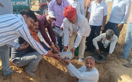 सोनियासर सुखराम में उच्च माध्यमिक विद्यालय भवन निर्माण का शुभारंभ भामाशाह माल सिंह ने दान की जमीन