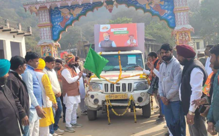 भाजपा सरकार की ओर से निकाली जा रही सुशासन रथ यात्रा का विभिन्न गांवों में हुआ  भव्य स्वागत