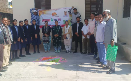 नगरपालिका रतननगर में स्वच्छता के चार रंग थीम पर सजाई रंगोली