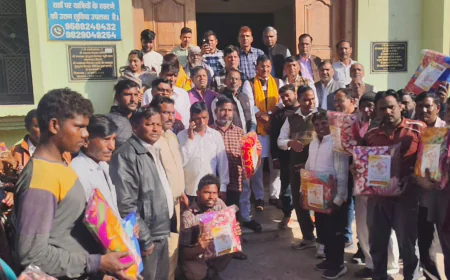 सीएम भजनलाल शर्मा के जन्मदिवस सफाई कर्मचारियों बांटे कंबल 