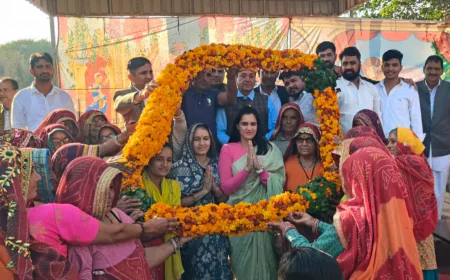 जनसंर्पक रथ चौथे दिन पहुंचा ग्राम बिरमी पिलानी टांई भीखनसर व महंसर भाजपा  जिलाध्यक्ष का हुआ भव्य स्वागत