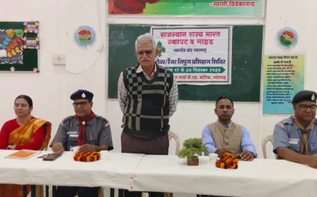 जिला प्रधान गंगाधर सिंह सुंडा ने किया निपुण प्रशिक्षण शिविर का अवलोकन, रोवर-रेंजर्स को बताए अवसर