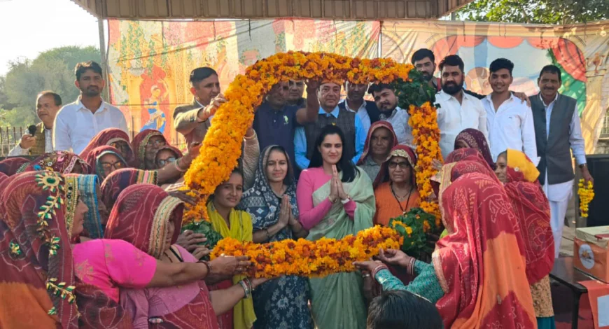 जनसंर्पक रथ चौथे दिन पहुंचा ग्राम बिरमी पिलानी टांई भीखनसर व महंसर भाजपा  जिलाध्यक्ष का हुआ भव्य स्वागत